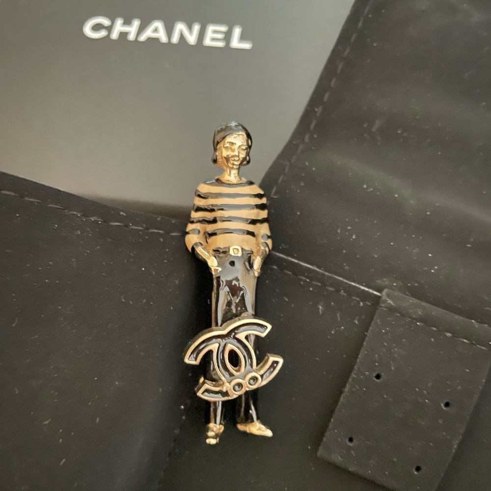 CHANEL ENAMEL COCO MADEMOISELLE 100 YEAR ANNIVERSARY PIN BROOCH